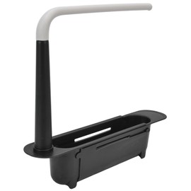 Telescopic Sink Rack, Adjustable Sink Organiser with Large Capacity for Kitchen Sink (Black)