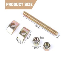 finoki Pack of 10 Stainless Steel Table Top Connectors, M8 x 100 mm, Furniture Connectors, Table Connectors, Solid Wood Connectors for Bookshelves, Bed Frames, Furniture