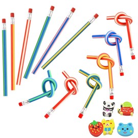 Bending Pencils, 12 Piece Colourful Bending Pencil, Flexible Pencils, Bending Pencils with Eraser, Bendable Pencils, Flexible Magic Bending Pencil for Children, Magic Bend Pencil, Random Colour