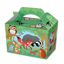 Diamante Crafts 10 Party Boxes -Themed Character Cardboard Lunch Food Loot Treat Box -16 Designs (10 - Woodland Animals Boxes)