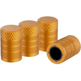 JacobsParts 4pcs Tire Valve Stem Caps Anodized Aluminum Corrosion Resistant Covers Car Bike - Yellow