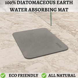 ENKOSI Stone Bath Mats for Bathroom - Diatomaceous Earth Bath Mat - Bath Mat Stone Absorbing - Bath Stone Mats for Bathroom - Stone Bathroom Mat - Stone Bathmat - (23.5 x 15 Grey 2-Pack)