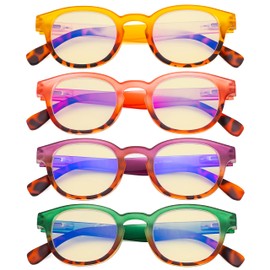 Eyekepper 4 Pack Ladies Computer Glasses - Blue Light Filter Readers for Women Anti Glare Reading Glasses Yellow Tinted +1.50