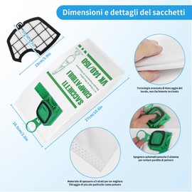 10 Staubsaugerbeutel für Vorwerk Kobold VK140 VK150 FP140 FP150 mit 2 Filter, Premium Microvlies für VK140/150 FP140/150 Vorwerk Kobold