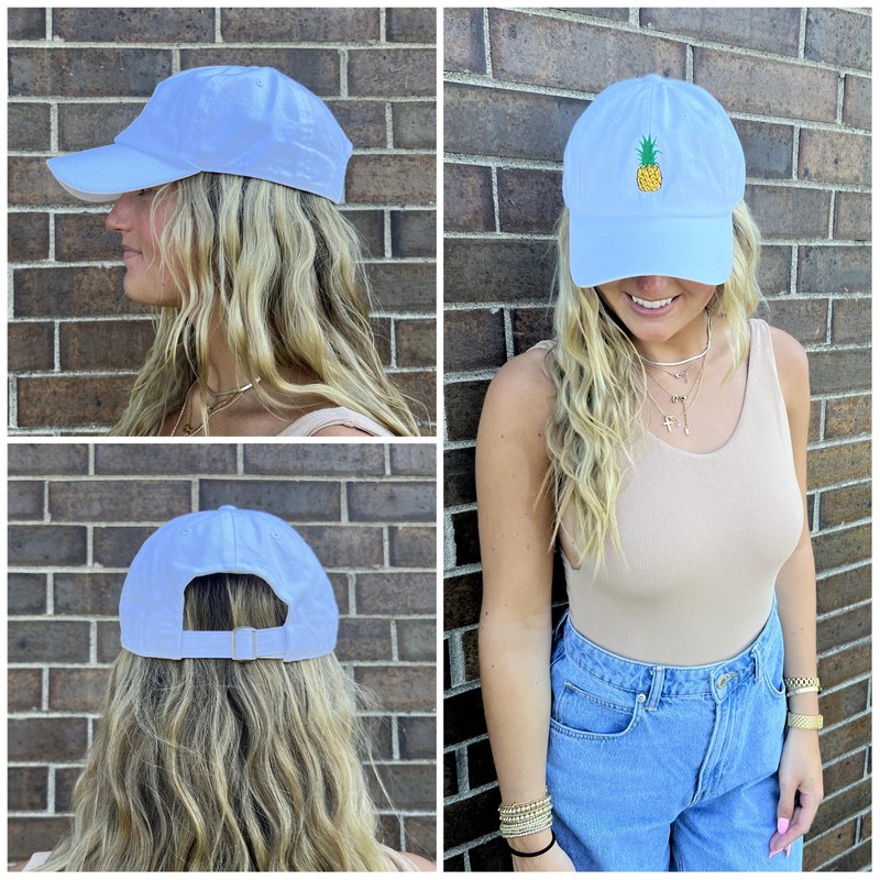 Funky Junque Dad Hat, Pineapple - White, One Size