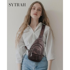 SYTRAH Sling Bag for Women, Crossbody Bags for Women Trendy Fanny Pack Crossbody Purse Vegan Leather Sling Backpack Mocha Cofee