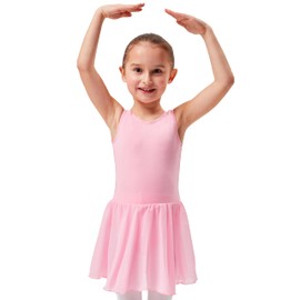 tanzmuster ® Bella Girls' Sleeveless Ballet Dress Made of Soft Cotton with Chiffon Skirt, pink
