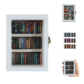 SIHPTO Anxiety Bookshelf Ornament Mini Bookshelf Dollhouse Bookshelf（with 60pcs Mini Books），Miniature Bookshelf Decor Shake Away Your Anxiety，Home Decoration for Book Lovers