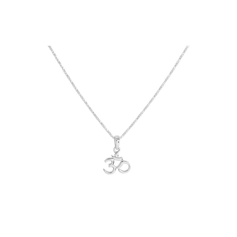 Sterling Silver Om Necklace 20 Inches Chain