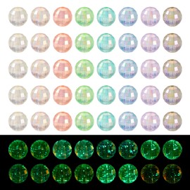 Magibeads 80Pcs 16mm Glow in The Dark Acrylic Round Beads 8 Colors Faceted Focal Beads Candy Bubblegum Beads for Girls Crafts DIY Beadable Pens Bracelet Keychain Jewelry Making Supplies