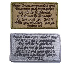 Joshua 1:9 Parche de gancho y bucle táctico moral aplique bordado militar, 2 piezas (Josué 1:9)
