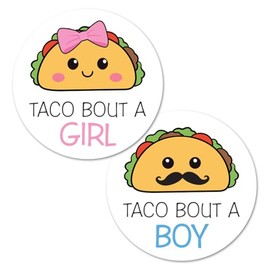 Taco Bout A Baby Gender Reveal Stickers - 40 Labels (20 of Each Design)