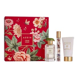 AERIN Limited Edition Cedar Violet 3 Piece Gift Box Set - Cedar Violet Eau De Parfum and Amber Musk Eau De Parfum and Body Cream