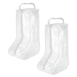 sourcing map 2Pack Boot Storage Bag Portable, PVC Shoe Storage Bag with Zipper Clear Boots Cover Protector Bag for Short Boots and Tall Boots Storage Travel and Daily Use, White Tall