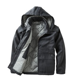 Rasco FR Men's Duck Hooded Jacket, Designed in the USA, Removable Hood, Front Pouch Pockets, CAT 3, NFPA 2112 - Black - Small