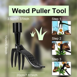 YIAJIA Weed Puller Tool,Stand Up Weed Puller with 4 Claws Garden Weeder Tool,Detachable Hand Weed Root Pulling Tool and Grabber,Picker -No Handle