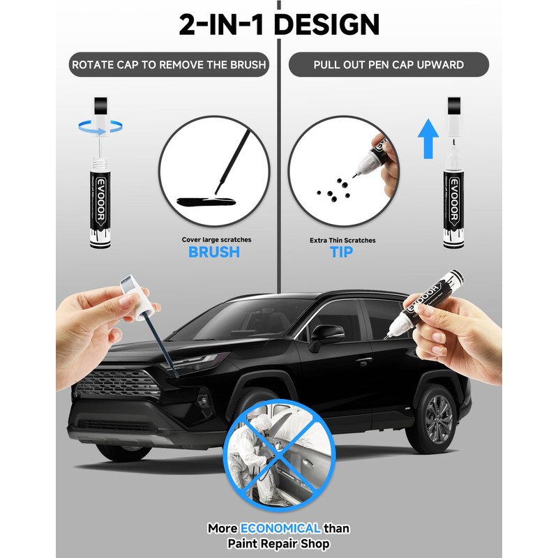 EVOOOR 218 Attitude/Midnight Black Metallic Touch Up Paint Compatible with