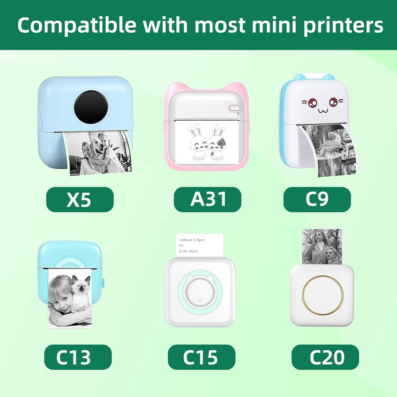 YSDMY Mini Printer Sticker Paper Roll 16 Rolls Thermal Paper
