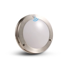 CLOUDY BAY Indoor Outdoor Motion Sensor Flush Mount Porch Ceiling Light,10 inch 5 Color 120V 20W, 5CCT Selectable,Brushed Nickel Finish,Dust Proof,Wet Location,ETL Listed