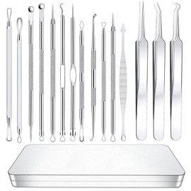 Blackhead Remover Comedone Squeezer Set 15 Pieces Blackhead Remover Stainless Steel Pimple Squeezing Tool with Metal Housing Acne Blackhead Tools Blackheads and Pimples on Face Pimples Tool Set