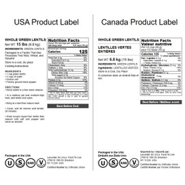 Food to Live - Whole Green Lentils, 15 Pound Dried Raw Lentils, Sproutable, Kosher, Vegan. Rich in Dietary Fiber, and Protein. No Soaking Required.