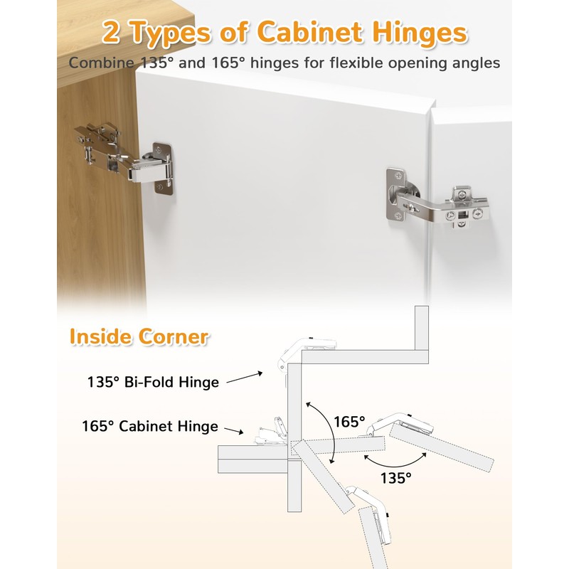 Chibery 2 Pair 135 Degree & 165 Degree Hinges Kit