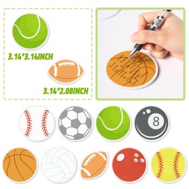 9 Pcs Sports Sticky Notes Colorful Football Baseball Basketball Soccer Self-Adhesive Writing Memo Pads Notepads for Sport Lovers Students Teachers Office School Home Stationery Supplies, 270 Sheets