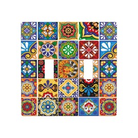 Talavera Mexican Tiles Double Light Switch Cover Plates Decorative 2 Gang Wall Plate Double Toggle Lightswitch Cover