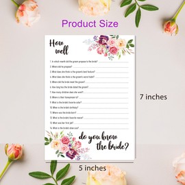 OXEDP How Well Do You Know The Bride Game, Bridal Shower Questionnaire Cards, Who Knows The Bride Best, Floral Wedding Game, Bridal Shower Games, Bachelorette Party Games -WKTB02