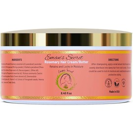 Eman's Secret Ayurvedic Hair Butter, Luxurious Moisturizing and Nourishing Hair Treatment Infused with Rosemary for Dryness, Frizz Reduction, and Breakage Prevention, (8.45 oz)