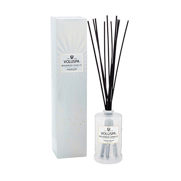 Voluspa Bourbon Vanille Reed Diffuser | 6.5 Fl. Oz. Fragrant Oil | 24/7 Home Fragrance without the flame