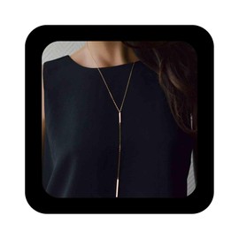 Cimenexe Bohemian Y Lariat Bar Choker Necklace Gold Horizontal Bar Pendant Necklace Long Bar Y Shape Chain Necklace Minimalist Horizontal Bar Chain Necklace Jewelry for Women
