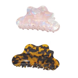 COLLIBEL Claw Clips 4.1 Inch Cute Cloud Shape Tortoise Acrylic Hair Accessories for Thick and Thin Hair Stylish 2pc Set Hair Clips for Women Teen Girls (Pink+Tortoise)
