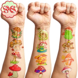 96PCS Mushroom Temporary Tattoos Birthday Party Supplies Decorations Tattoos Stickers Super Cute Party Favors Kids Boys Girls Gifts Ideas Classroom School Prizes Themed Baby Shower Christmas