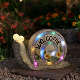 Outdoor Snail Garden Statues with Solar Lights, Snail Figurine Garden Decor for Outside, Yard Decorations Outdoor for Patio Porch Lawn Backyard Decor, Gardening Birthday Gifts for Women Mom Grandma