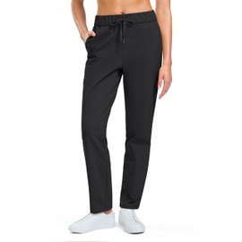 G Gradual Fleece Lined Pants Women 27.5"/29" Golf Pants 3 Pockets Water Resistant Warm Sweatpants for Cold Weather, Black, S, 29 Inch Inseam