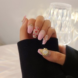 Antique pink gradient handmade nail tip - Almond / 엔틱 핑크그라데이션 수제네일팁 - 아몬드