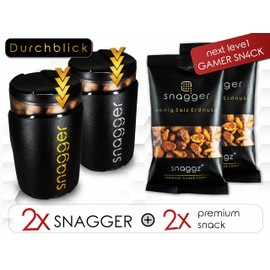 snagger Double Pack Gamer Snack Dispenser Clean Hands for Snacking Peanuts NicNacs M&M Gift Gifts for Men Women Made in Germany (Double Pack Gamer)