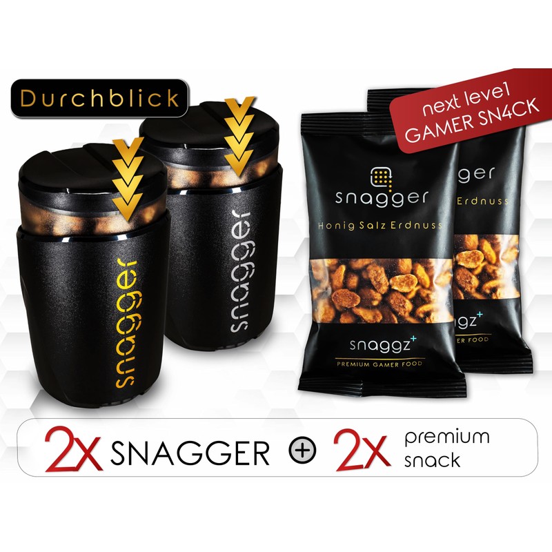 snagger Double Pack Gamer Snack Dispenser Clean Hands for Snacking