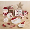 Excelsa Xmas Country Style Posamestolo, Ceramica, Bianco/Rosso