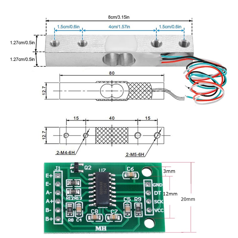 Wishiot 4sets Load Cell Load Cells kit Weight Sensor +HX711