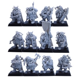 Forged Terrain Fantasy Dwarf Rangers Miniature 32mm Tabletop Games Fantasy Dwarves Army, Dwarfs Heavy Weapon Figure (12x Rangers with Command Unit)