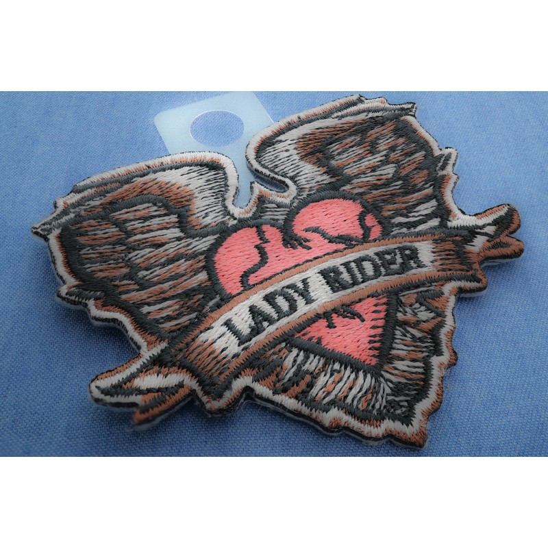 Ivamis Gothic Heart and Wings Lady Rider Patch - 3x2.75
