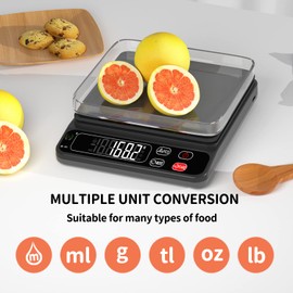SCALE JAZZ Food Kitchen Scale for Cooking Baking Meal Prep Digital Kitchen Scale Grams Milliliters 6.6lbs/3kg 0.1g/0.01ozPreciseGraduation Backlit Display Battery Included…