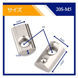 NUIBBYED 30pcs T Spring Nuts Slots 20 European Standard Rail Aluminum, Semicircle Carbon Steel, Silver (M5)