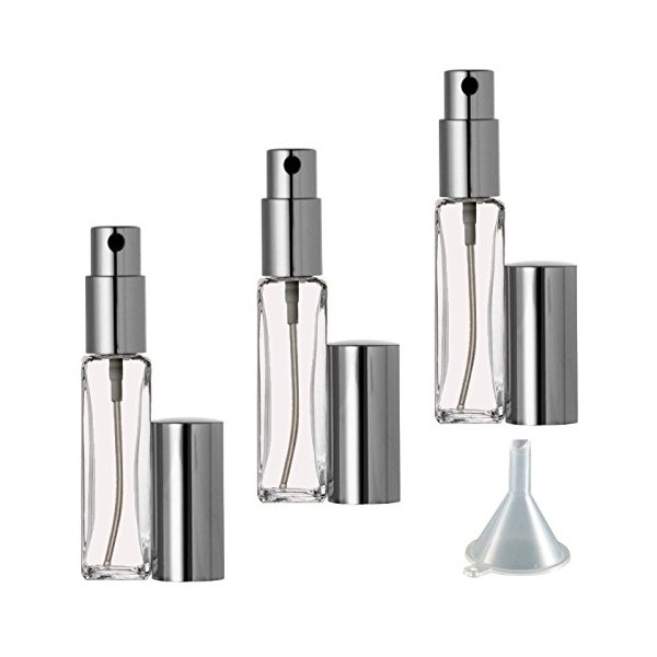 Riverrun Small Travel Perfume Atomizer Slim Glass Bottle Silver Fine Mist Sprayer 1/4 oz. 7.5ml (Set of 6)