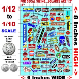 White Vinyl Sticker Sheet 109 Variety - 1/12 to 1/10th Scale R/C Model Decal Sticker Sheet Radio Control Lexan Body
