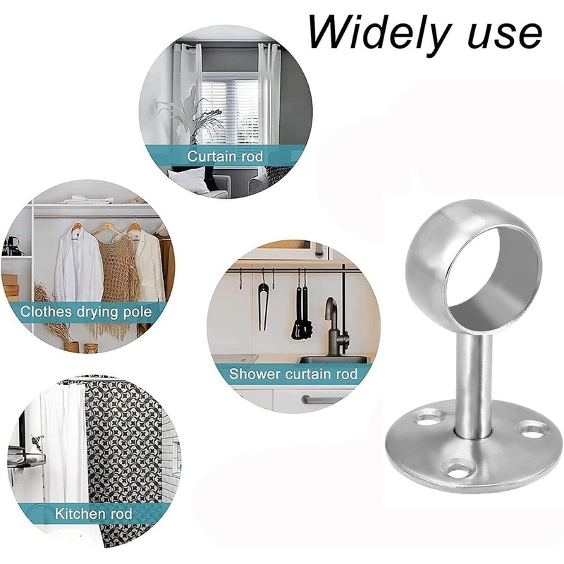 MACHSWON 2PCS Wardrobe Pipe Bracket, Wall Mounted Rail Rod Support