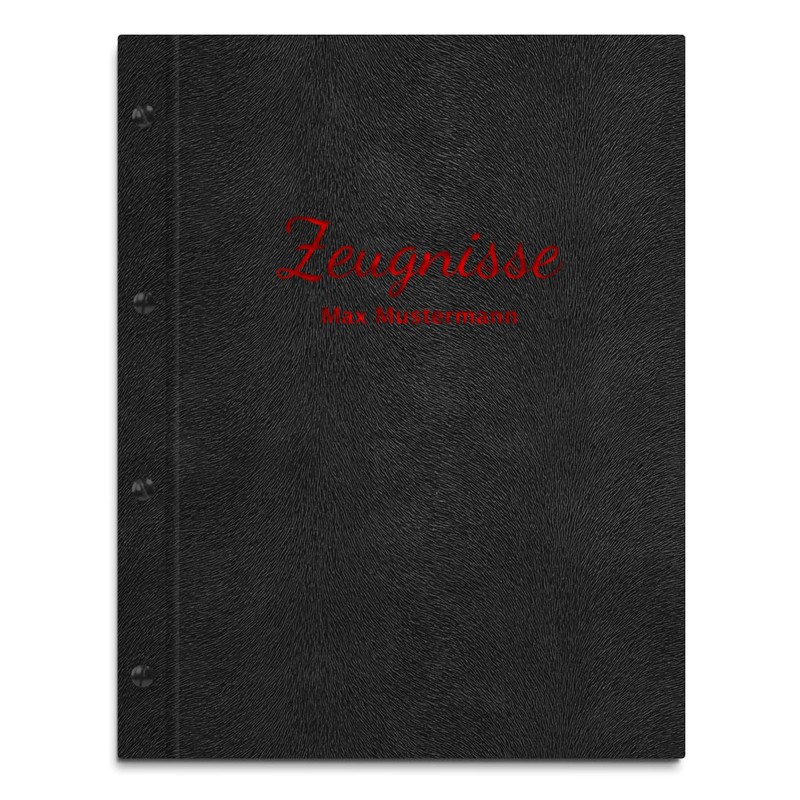 Handmade Certificate Folder with Your Own Name in Black Fur