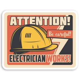 2 x 10cm Retro Electrician Sign Vinyl Stickers - Construction Sticker #34166 (10cm Wide)